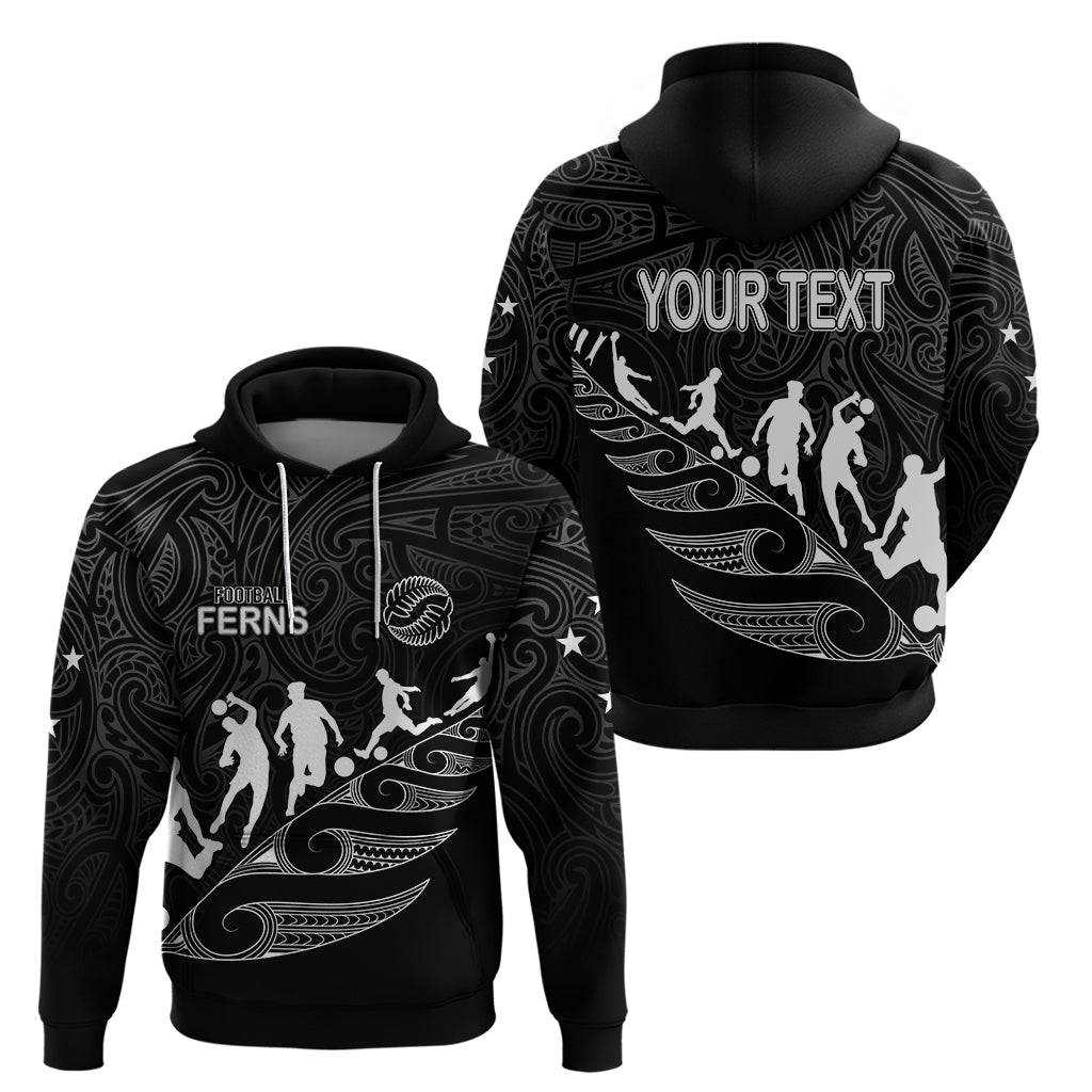 Custom New Zealand Football Ferns Hoodie Women's World Cup 2023 Tribal Koru Pattern LT7 Pullover Hoodie Black - Polynesian Pride