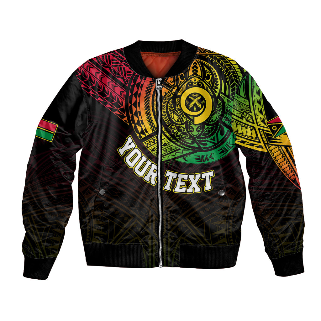 Personalised Vanuatu Bomber Jacket Turtle Chest Tattoo Flag Color LT7 Unisex Black - Polynesian Pride