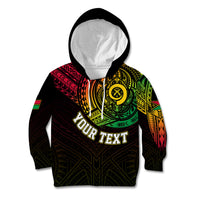 Personalised Vanuatu Kid Hoodie Turtle Chest Tattoo Flag Color LT7 Hoodie Black - Polynesian Pride