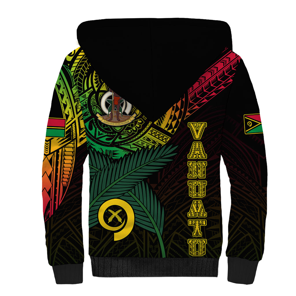 Personalised Vanuatu Sherpa Hoodie Turtle Chest Tattoo Flag Color LT7 - Polynesian Pride