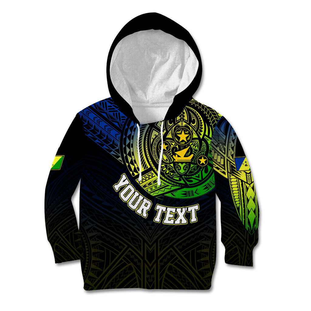 Personalised Vanuatu Kid Hoodie Turtle Chest Tattoo Flag Color - Malampa LT7 Hoodie Black - Polynesian Pride