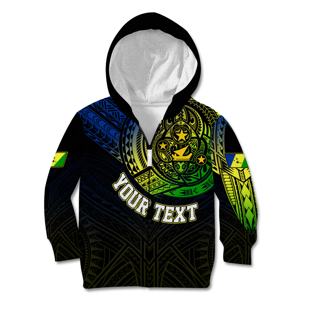 Personalised Vanuatu Kid Hoodie Turtle Chest Tattoo Flag Color - Malampa LT7 - Polynesian Pride
