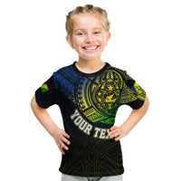 Personalised Vanuatu Kid T Shirt Turtle Chest Tattoo Flag Color - Malampa LT7 Black - Polynesian Pride