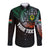 Personalised Vanuatu Long Sleeve Button Shirt Turtle Chest Tattoo Flag Color - Penama LT7 Unisex Black - Polynesian Pride