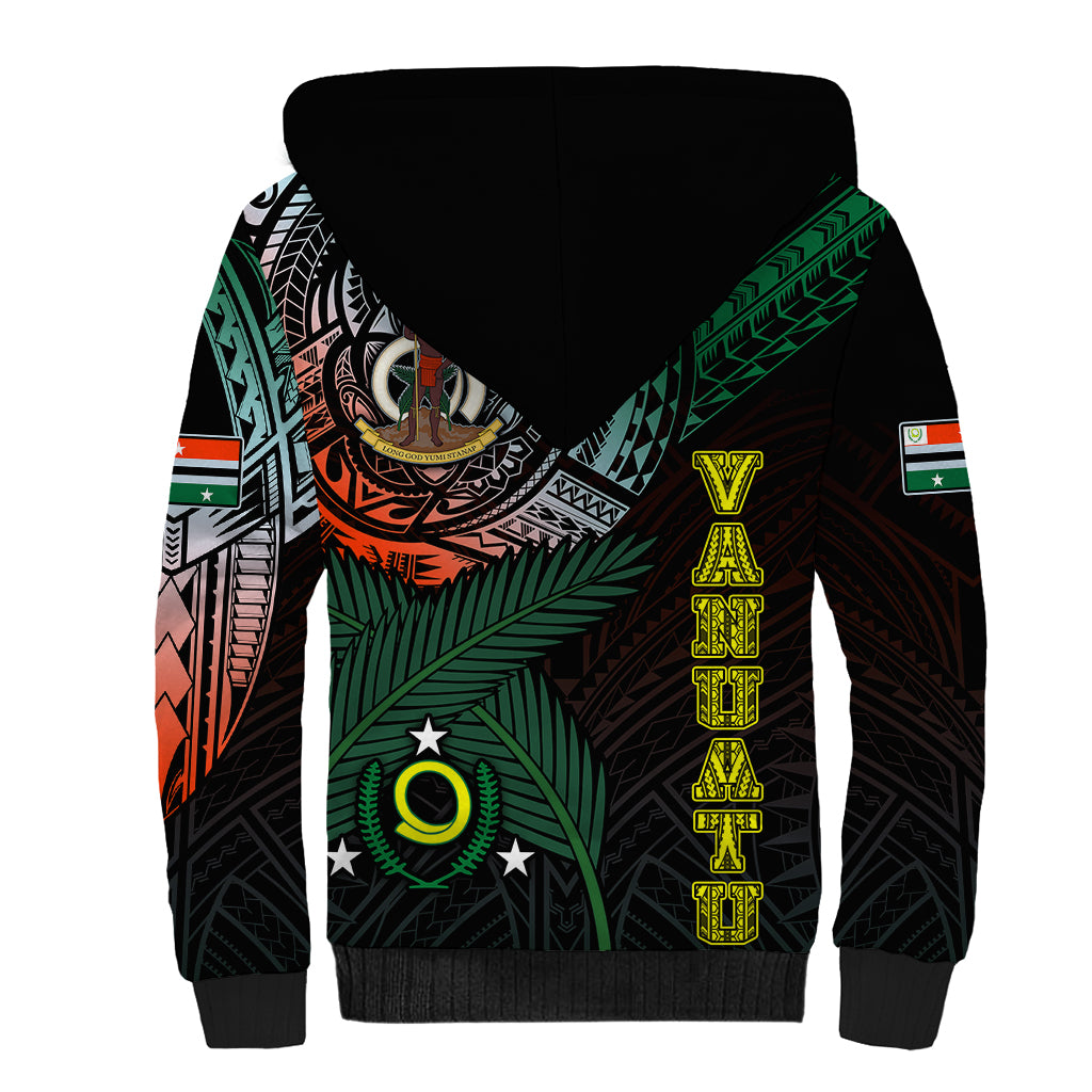 Personalised Vanuatu Sherpa Hoodie Turtle Chest Tattoo Flag Color - Penama LT7 - Polynesian Pride