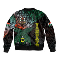 Personalised Vanuatu Sleeve Zip Bomber Jacket Turtle Chest Tattoo Flag Color - Penama LT7 - Polynesian Pride