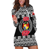 (Custom Personalised) Tonga Emancipation Day Hoodie Dress Independence Day - Simple Ngatu Heilala Flower - Black LT8 - Polynesian Pride