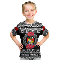 (Custom Personalised) Tonga Emancipation Day Kid T Shirt Independence Day - Simple Ngatu Heilala Flower - Black LT8 Youth XL Size14 - Polynesian Pride