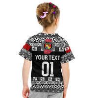 (Custom Personalised) Tonga Emancipation Day Kid T Shirt Independence Day - Simple Ngatu Heilala Flower - Black LT8 - Polynesian Pride