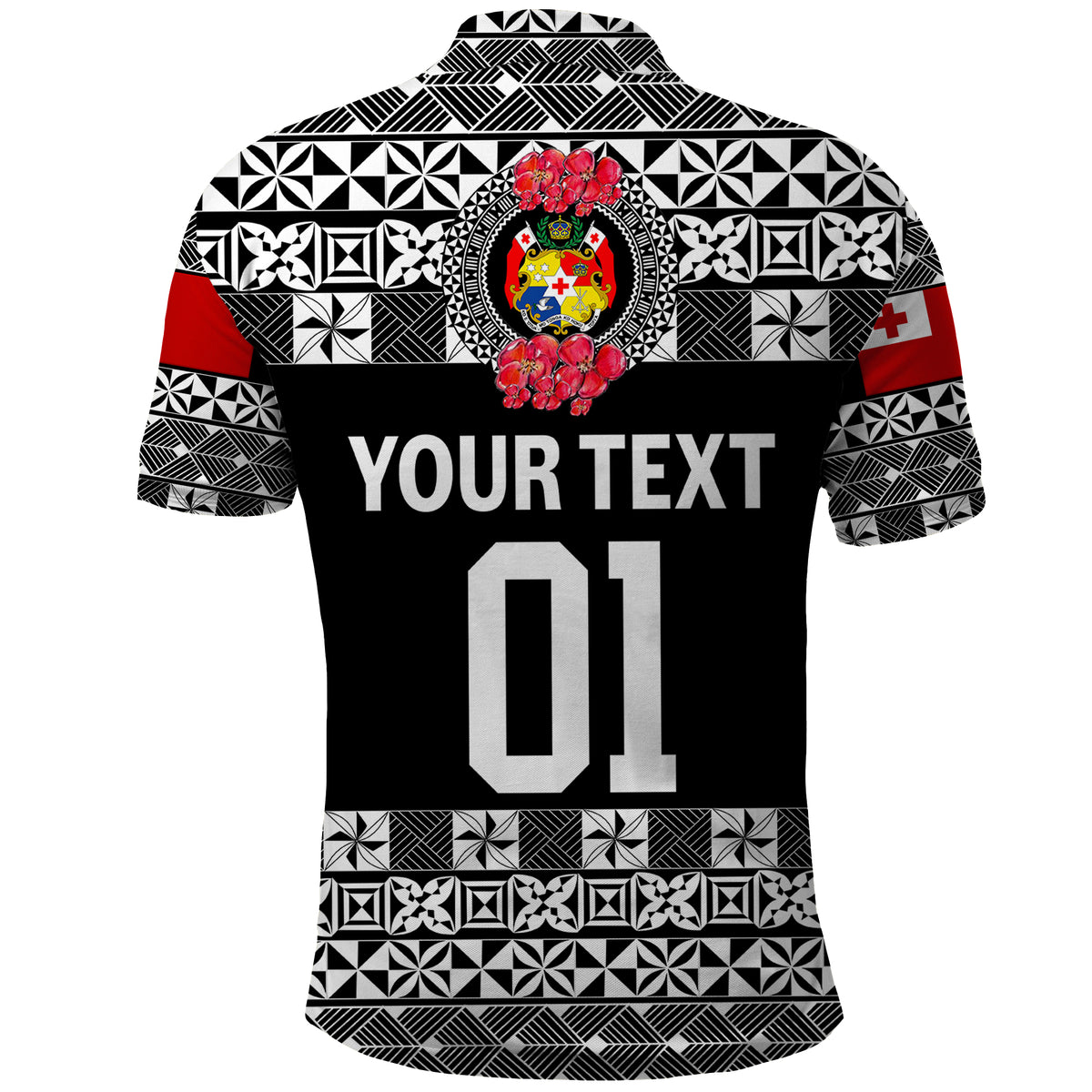 Custom Tonga Emancipation Day Polo Shirt Independence Day Simple Ngatu Heilala Flower Black LT8 - Polynesian Pride