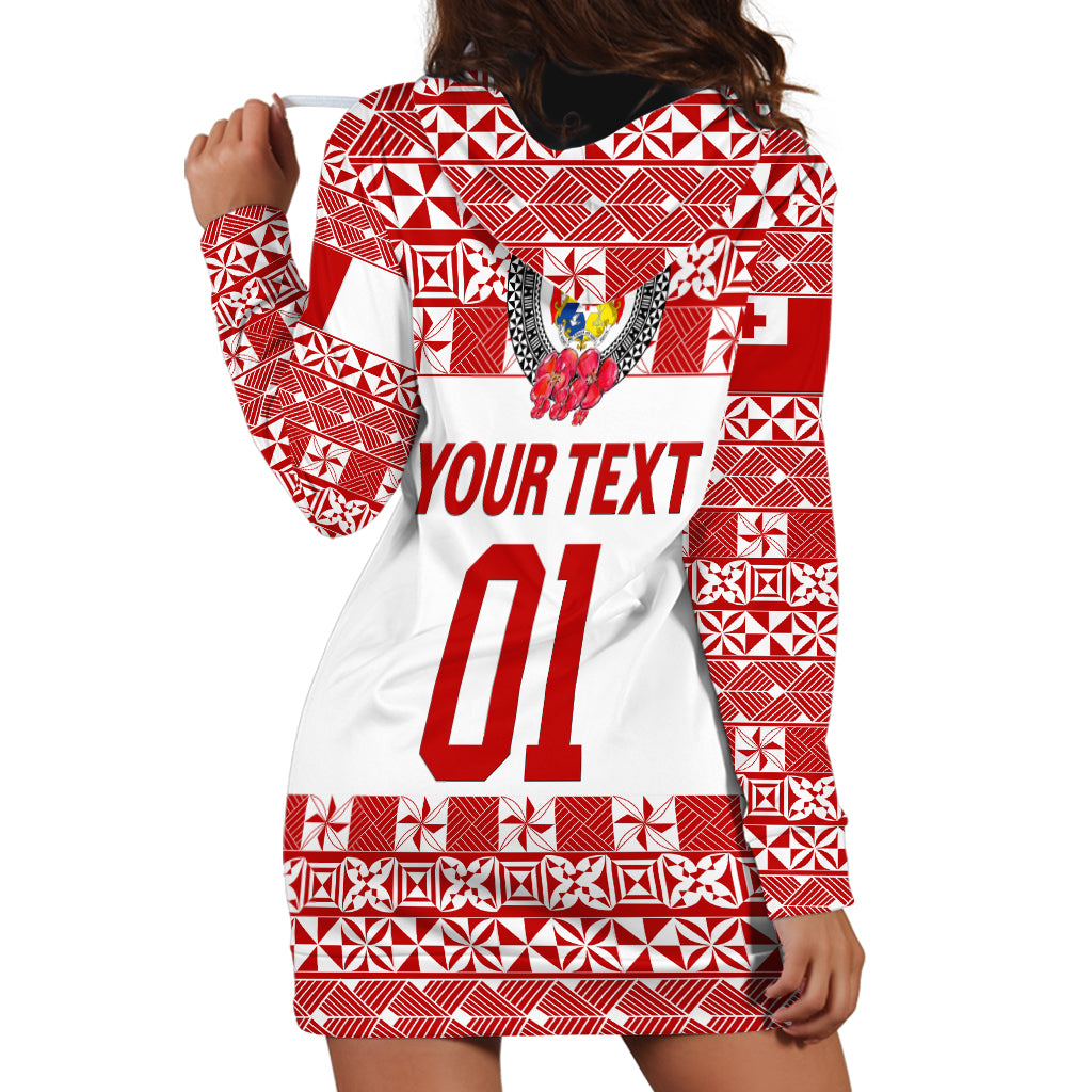 (Custom Personalised) Tonga Emancipation Day Hoodie Dress Independence Day - Simple Ngatu Heilala Flower - White Red LT8 - Polynesian Pride