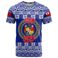 Custom Tonga Emancipation Day T Shirt Independence Day Simple Ngatu Heilala Flower Blue LT8 Blue - Polynesian Pride