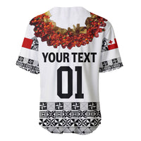 (Custom Personalised) Tonga Emancipation Day Baseball Jersey Independence Day - Fancy Kahoa Heilala Flower - White Black LT8 - Polynesian Pride
