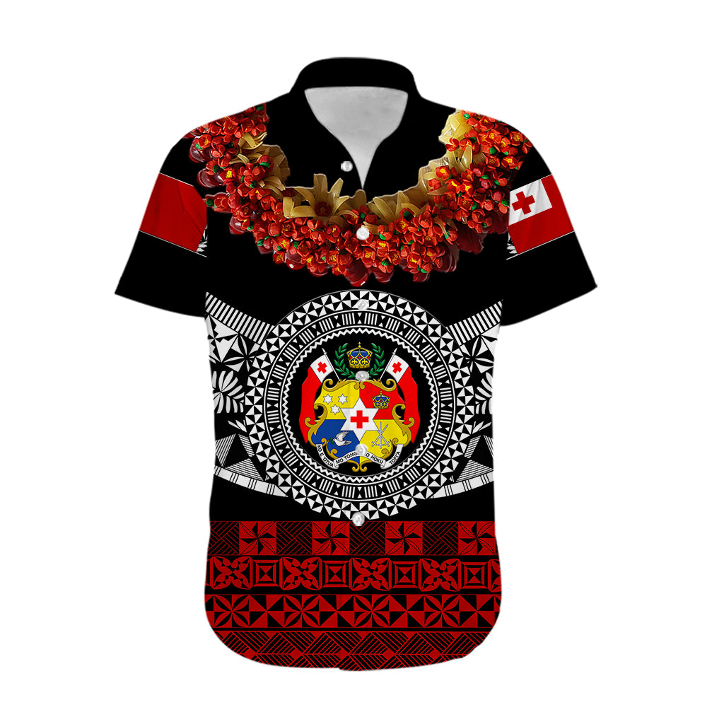 (Custom Personalised) Tonga Emancipation Day Hawaiian Shirt Independence Day - Fancy Kahoa Heilala Flower - Black Red LT8 - Polynesian Pride