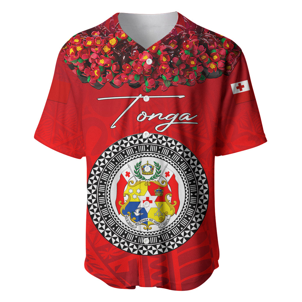 (Custom Personalised) Tonga Emancipation Day Baseball Jersey Independence Day - Kupesi Kahoa Heilala Flower - Red LT8 - Polynesian Pride