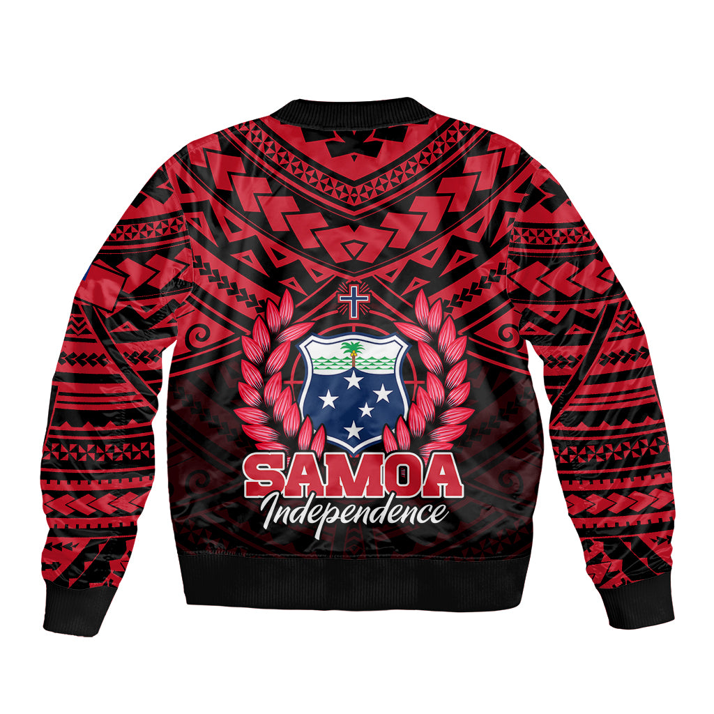 Samoa Independence Day Sleeve Zip Bomber Jacket Ulafa Polynesian Unique Red No1 LT9 - Polynesian Pride