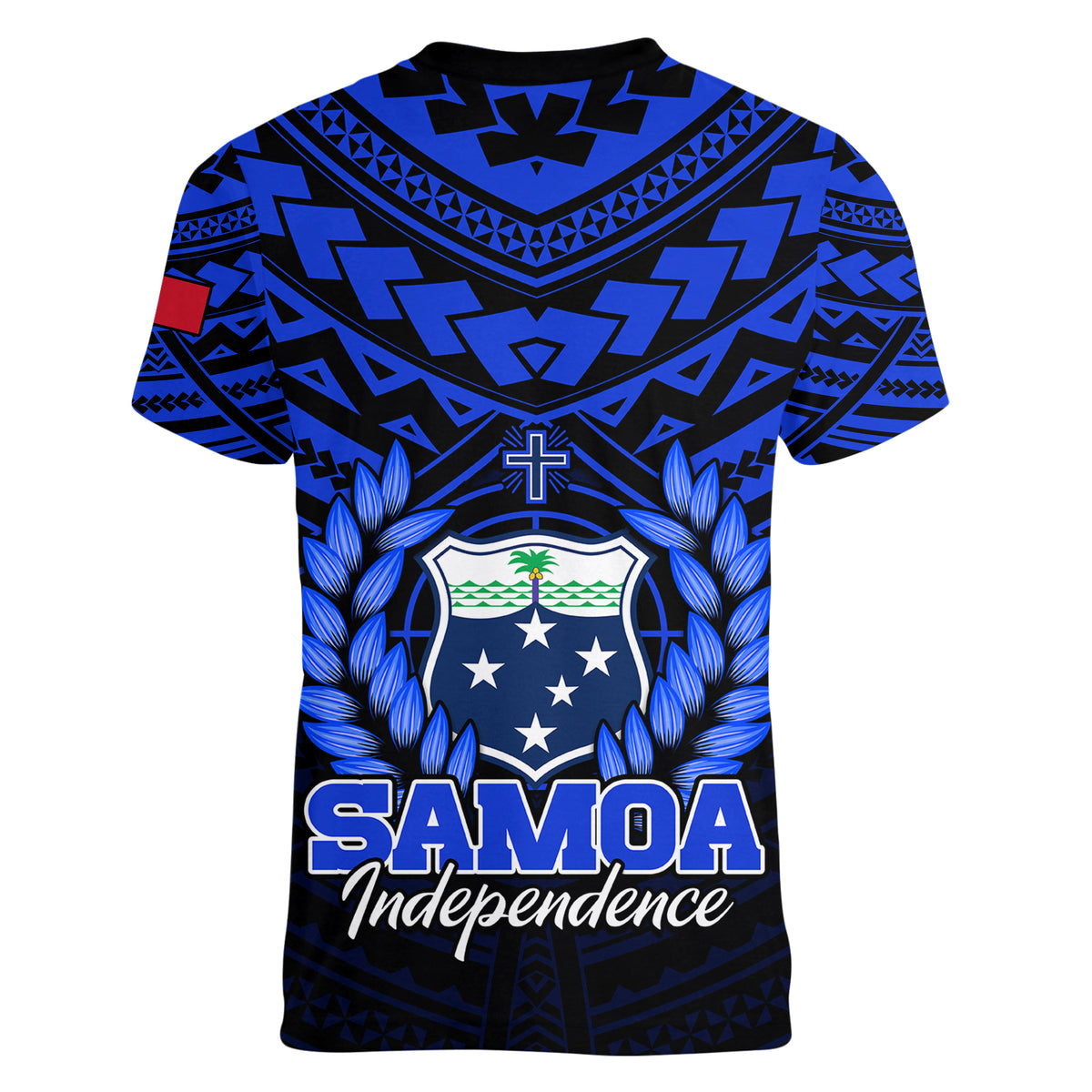 Samoa Independence Day Women V Neck T Shirt Ulafa Polynesian Unique Blue No1 LT9 - Polynesian Pride