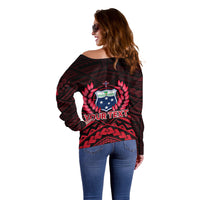 (Custom Personalised) Samoa Independence Day Off Shoulder Sweater Ulafa Polynesian Unique Red No2 LT9 - Polynesian Pride