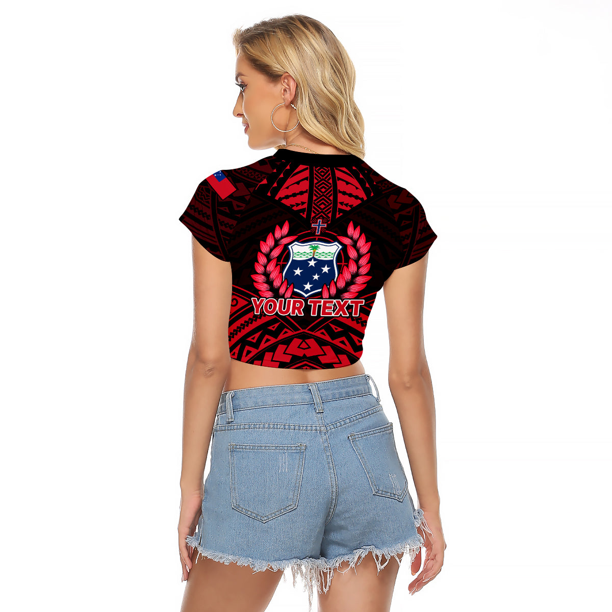 (Custom Personalised) Samoa Independence Day Raglan Cropped T Shirt Ulafa Polynesian Unique Red No3 LT9 - Polynesian Pride