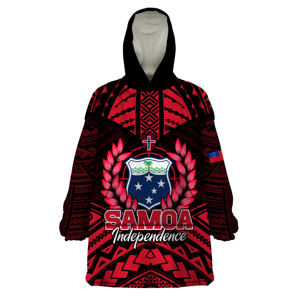 (Custom Personalised) Samoa Independence Day Wearable Blanket Hoodie Ulafa Polynesian Unique Red No3 LT9 Unisex One Size - Polynesian Pride