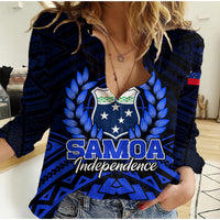 (Custom Personalised) Samoa Independence Day Women Casual Shirt Ulafa Polynesian Unique Blue No2 LT9 Female Blue - Polynesian Pride