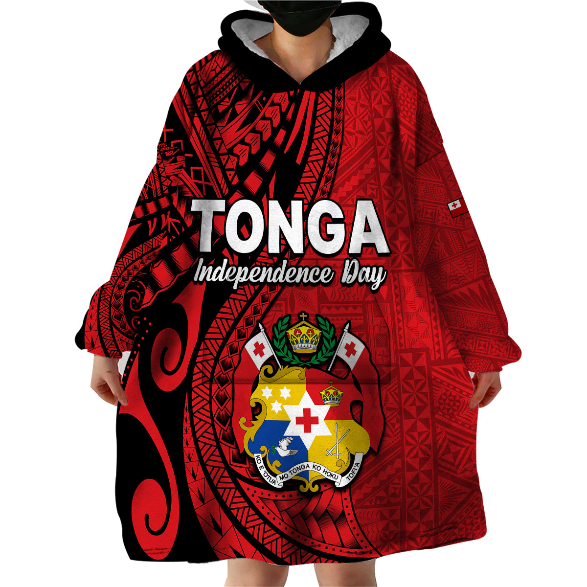 (Custom Personalised) Tonga Independence Anniversary Wearable Blanket Hoodie Tongan Tribal Pattern Unique Version LT9 - Polynesian Pride