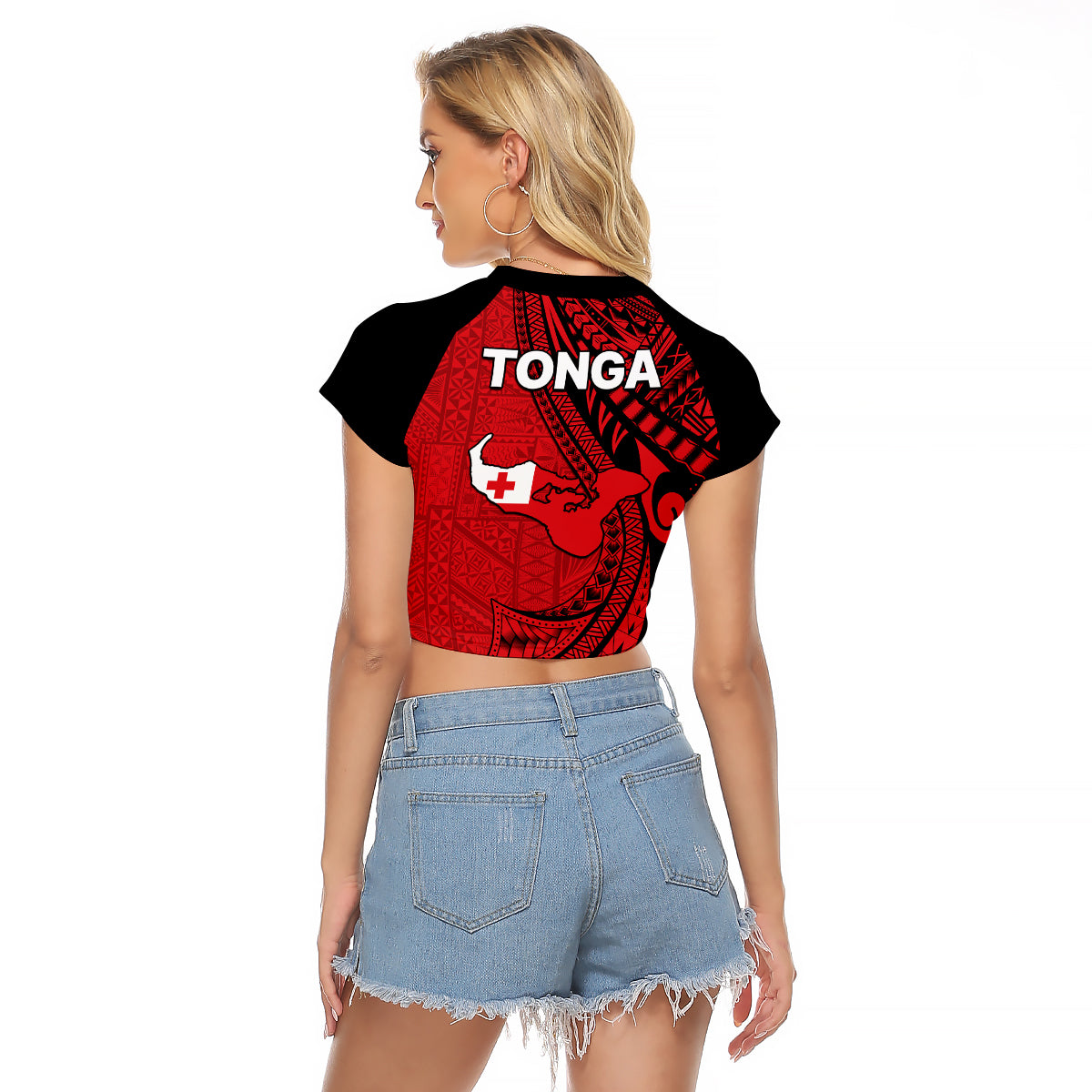Polynesian Tonga Raglan Cropped T Shirt Tribal Pattern Unique Version LT9 - Polynesian Pride