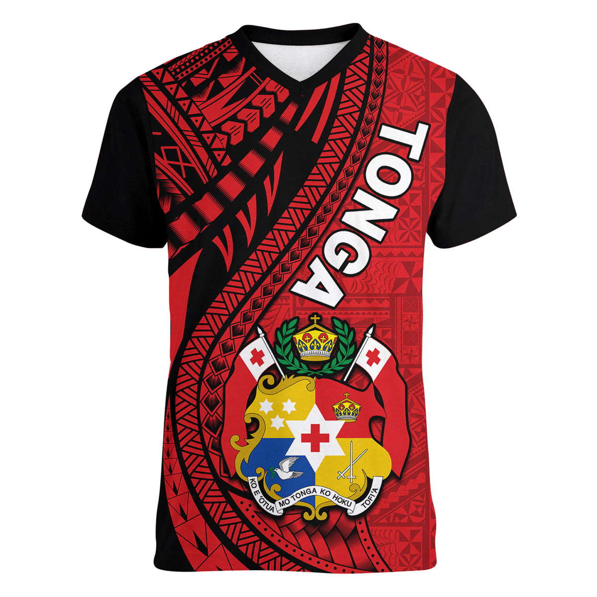 Polynesian Tonga Women V Neck T Shirt Tribal Pattern Unique Version LT9 - Polynesian Pride
