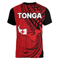 Polynesian Tonga Women V Neck T Shirt Tribal Pattern Unique Version LT9 - Polynesian Pride