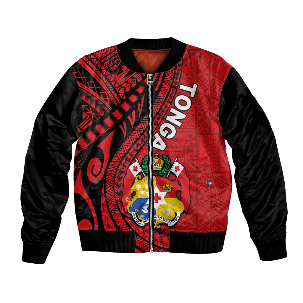 (Custom Personalised) Polynesian Tonga Bomber Jacket Tribal Pattern Unique Version LT9 Unisex Red - Polynesian Pride