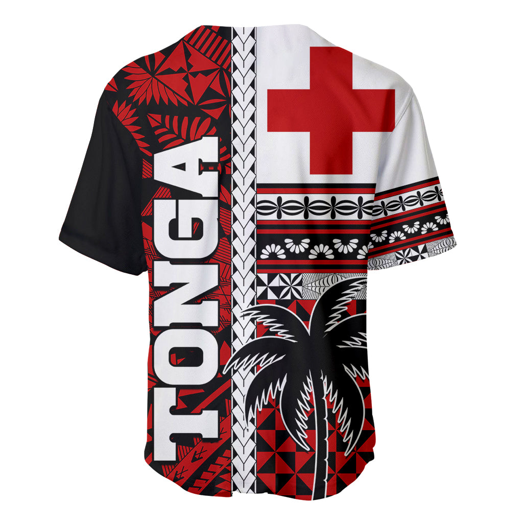 Tonga Kupesi Ngatu Baseball Jersey Proud Tonga with Flag and Palm Tree LT9 - Polynesian Pride