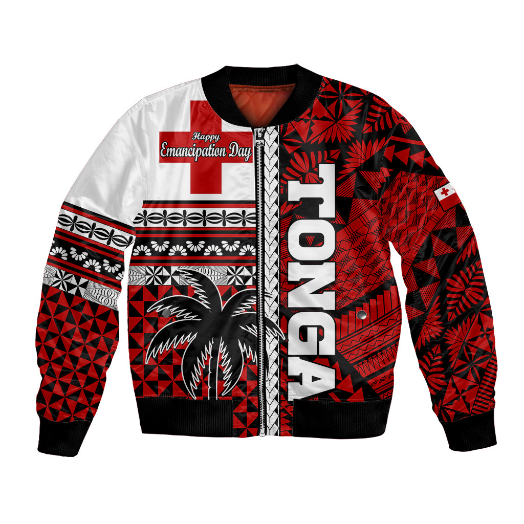 Tonga Independence Day Bomber Jacket Proud Tongan Emancipation with Kupesi Ngatu LT9 Unisex Red - Polynesian Pride