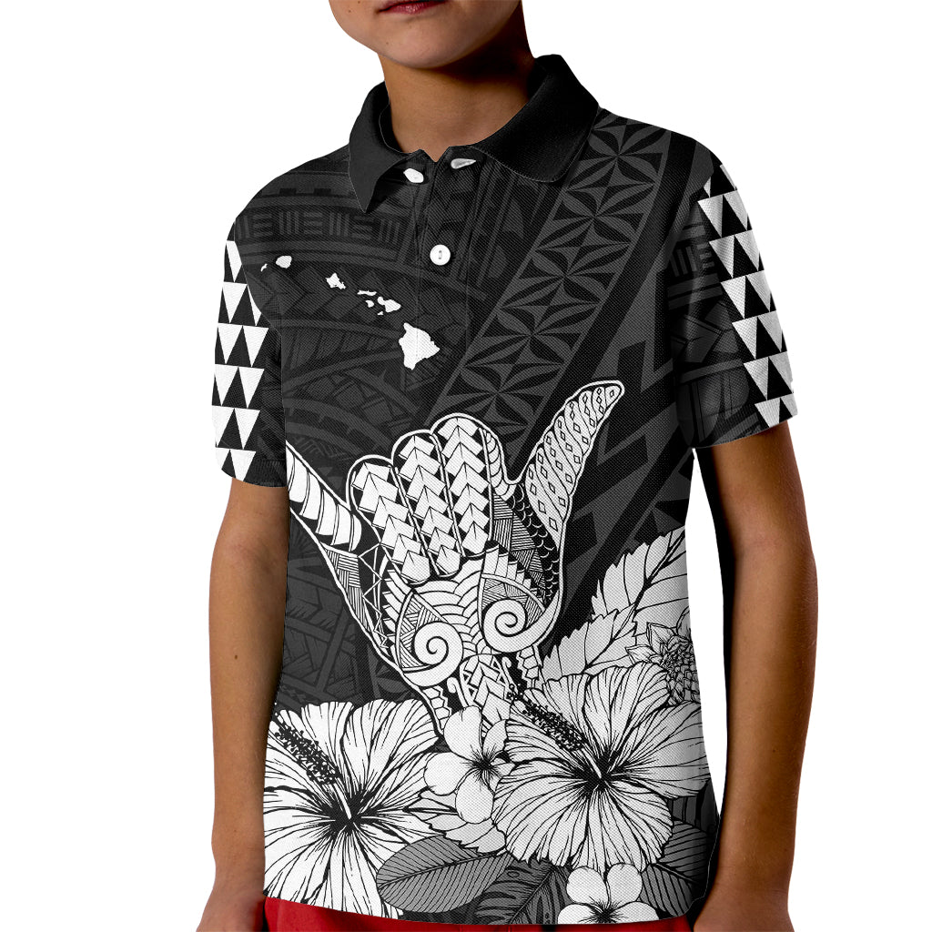 Hawaii Shaka Sign Kid Polo Shirt Black Version LT9 Kid Black - Polynesian Pride