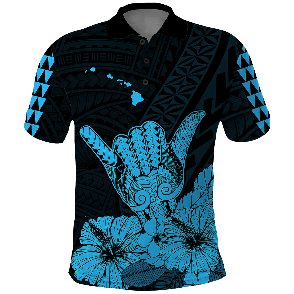 Hawaii Shaka Sign Polo Shirt Blue Version LT9 Blue - Polynesian Pride