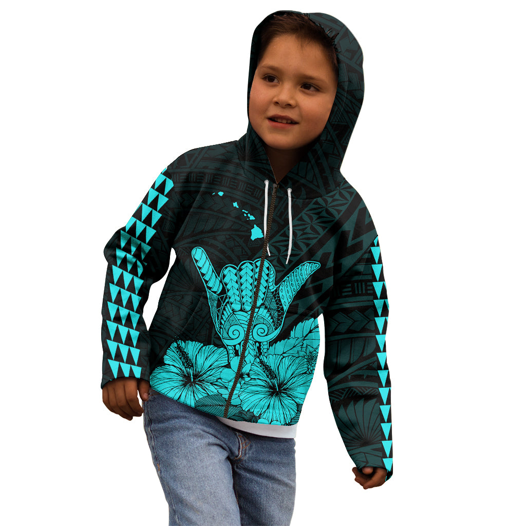 Hawaii Shaka Sign Kid Hoodie Turquoise Version LT9 - Polynesian Pride