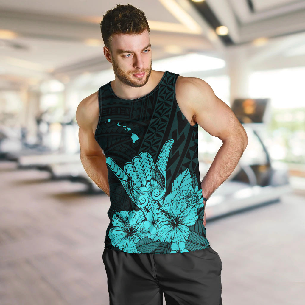 Hawaii Shaka Sign Men Tank Top Turquoise Version LT9 - Polynesian Pride