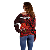 (Custom Personalised) Tonga ANZAC Day Off Shoulder Sweater Lest We Forget Red Version LT9 - Polynesian Pride