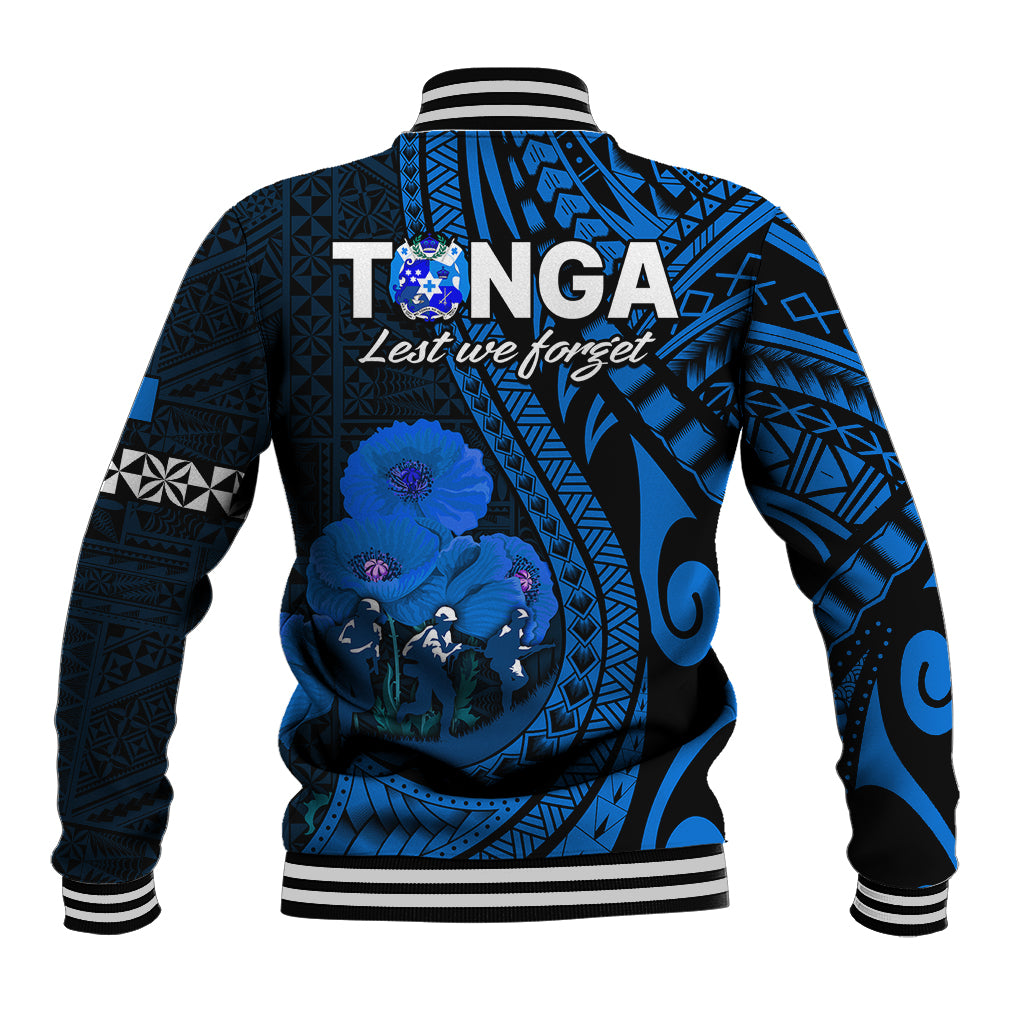Tonga ANZAC Day Baseball Jacket Lest We Forget Blue Version LT9 - Polynesian Pride