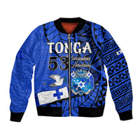Tonga Emancipation Day Bomber Jacket Happy 53rd Independence Anniversary Blue Version LT9 Unisex Blue - Polynesian Pride