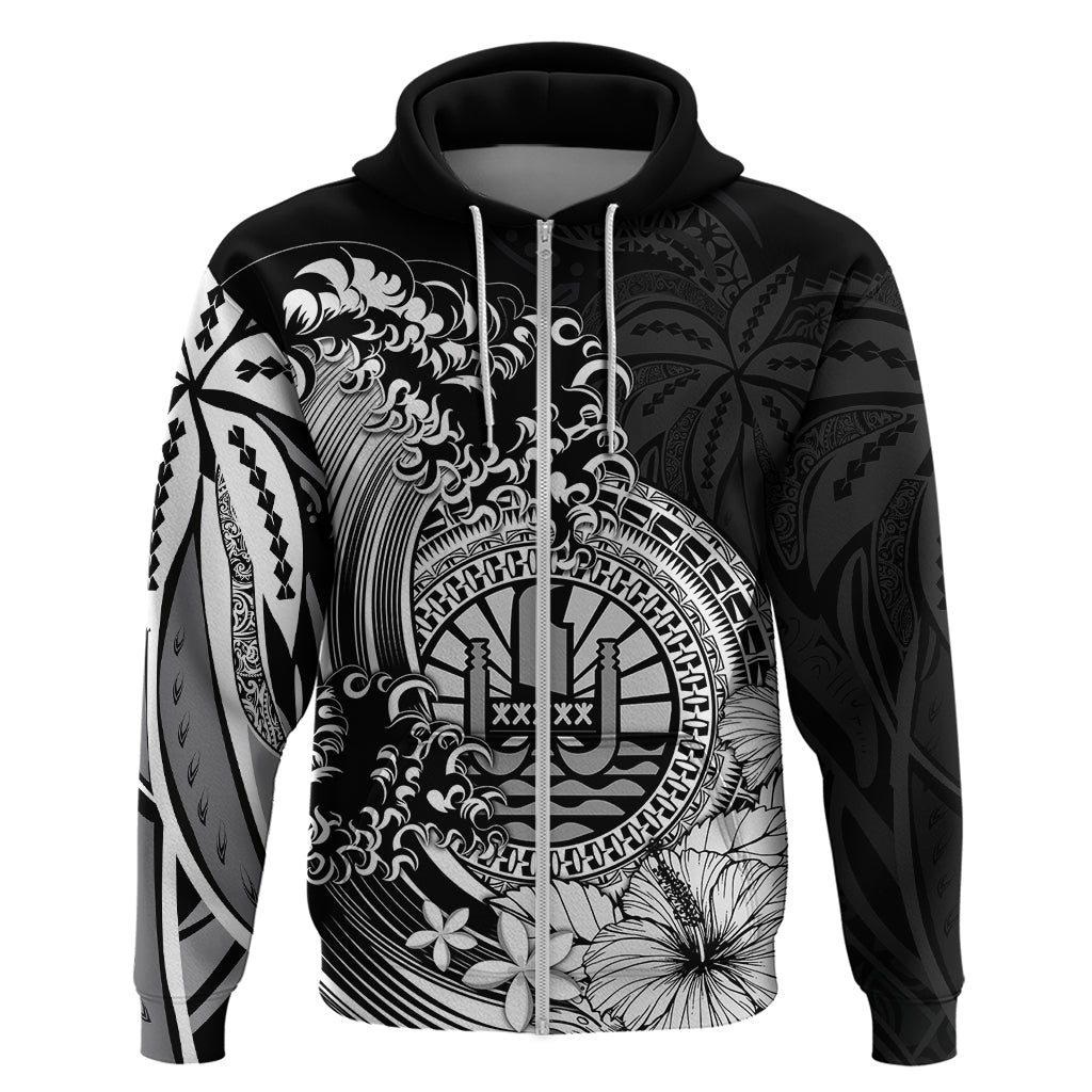 Polynesian Tahiti Island Hoodie The Wave of Water Black LT9 - Polynesian Pride
