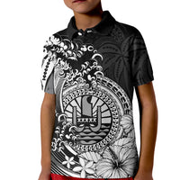 Polynesian Tahiti Island Kid Polo Shirt The Wave of Water - Black LT9 Kid Black - Polynesian Pride
