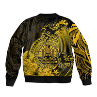 Polynesian Tahiti Island Sleeve Zip Bomber Jacket The Wave of Water - Gold LT9 - Polynesian Pride