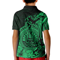 Polynesian Tahiti Island Kid Polo Shirt The Wave of Water - Green LT9 - Polynesian Pride
