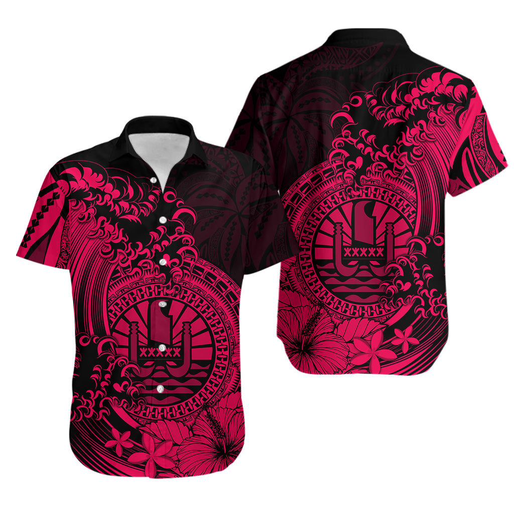 Polynesian Tahiti Island Hawaiian Shirt The Wave of Water - Pink LT9 Pink - Polynesian Pride