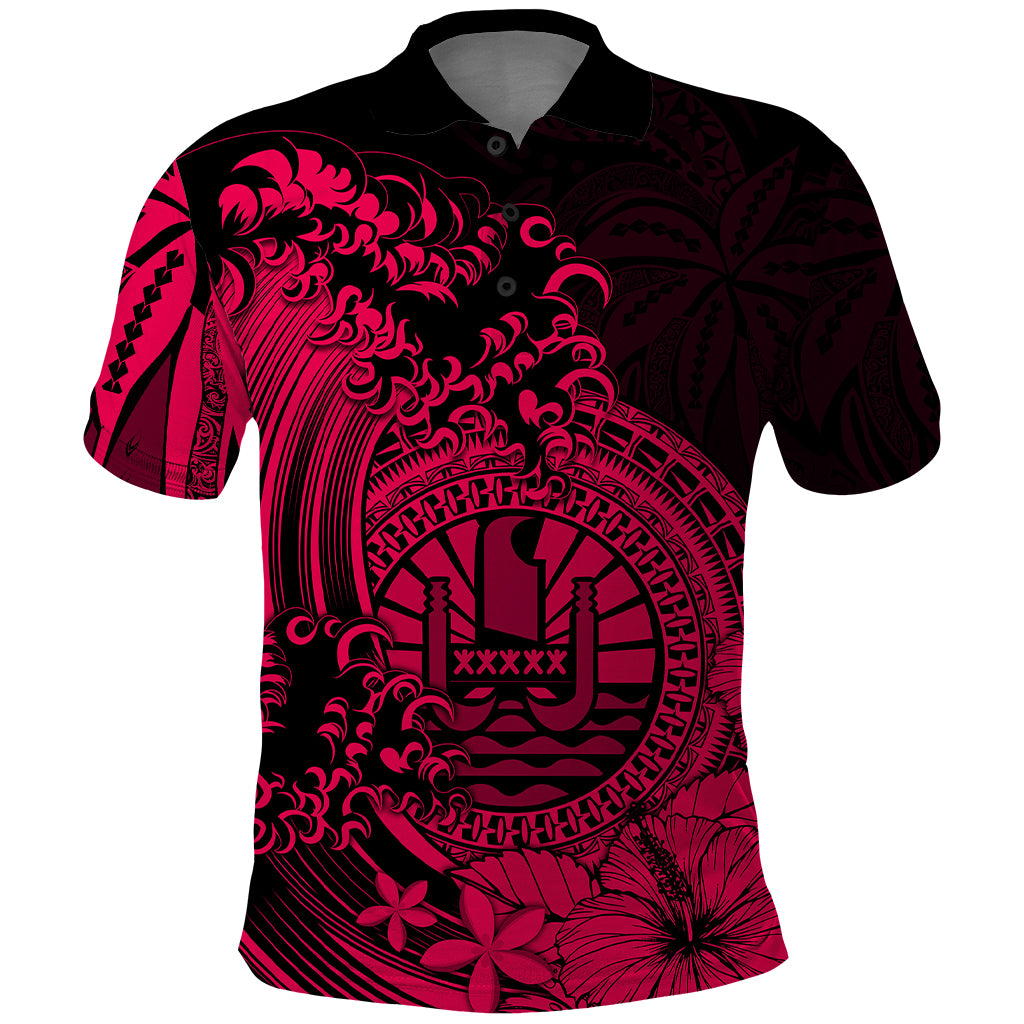 Polynesian Tahiti Island Polo Shirt The Wave of Water Pink LT9 Pink - Polynesian Pride