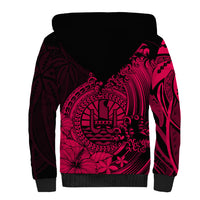 Polynesian Tahiti Island Sherpa Hoodie The Wave of Water - Pink LT9 - Polynesian Pride