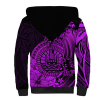 Polynesian Tahiti Island Sherpa Hoodie The Wave of Water - Purple LT9 - Polynesian Pride