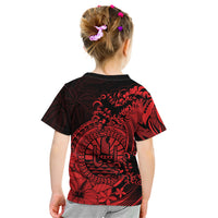 Polynesian Tahiti Island Kid T Shirt The Wave of Water - Red LT9 - Polynesian Pride