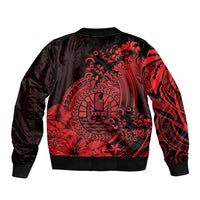 Polynesian Tahiti Island Sleeve Zip Bomber Jacket The Wave of Water - Red LT9 - Polynesian Pride