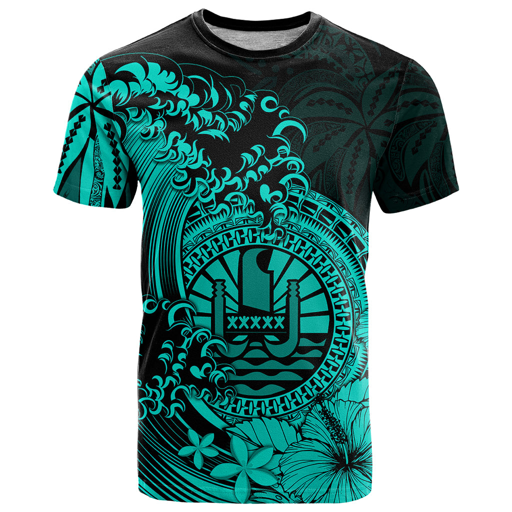 Polynesian Tahiti Island T Shirt The Wave of Water Turquoise LT9 Turquoise - Polynesian Pride